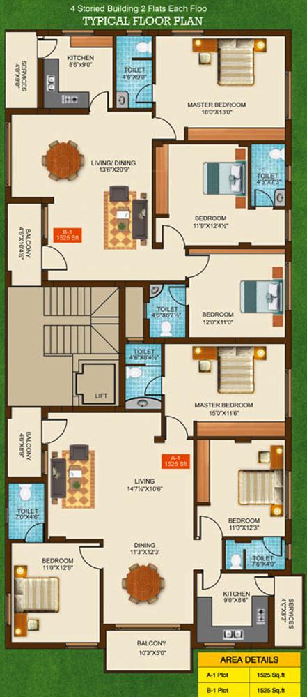 m-r-adithya-developers sri-icr-enclave Sri ICR Enclave Cluster Plan from 1st to 4th Floor