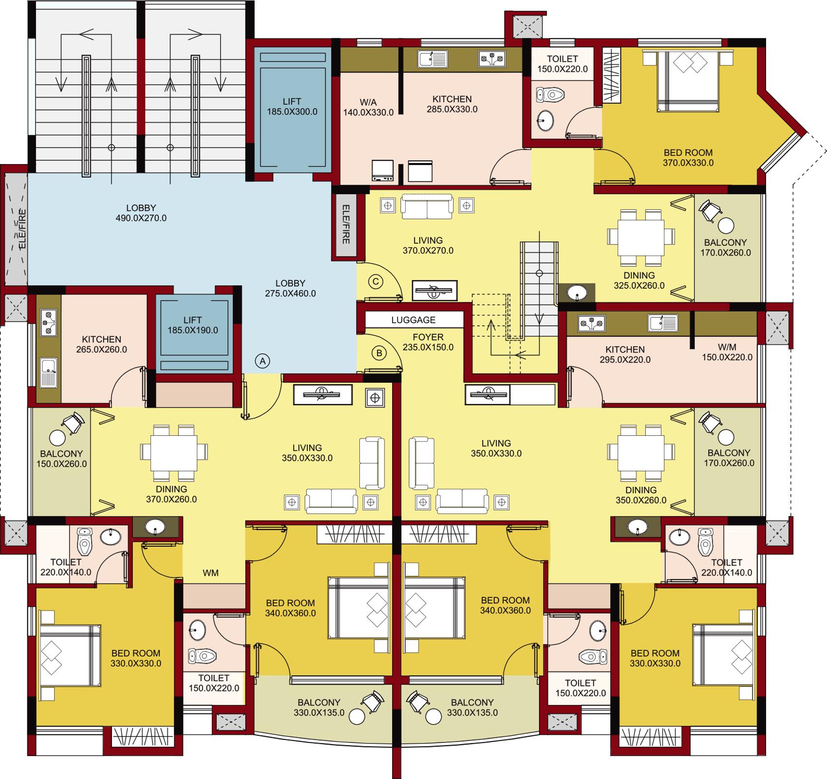 seafort Seafort Cluster Plan from 1st to 16th Floor
